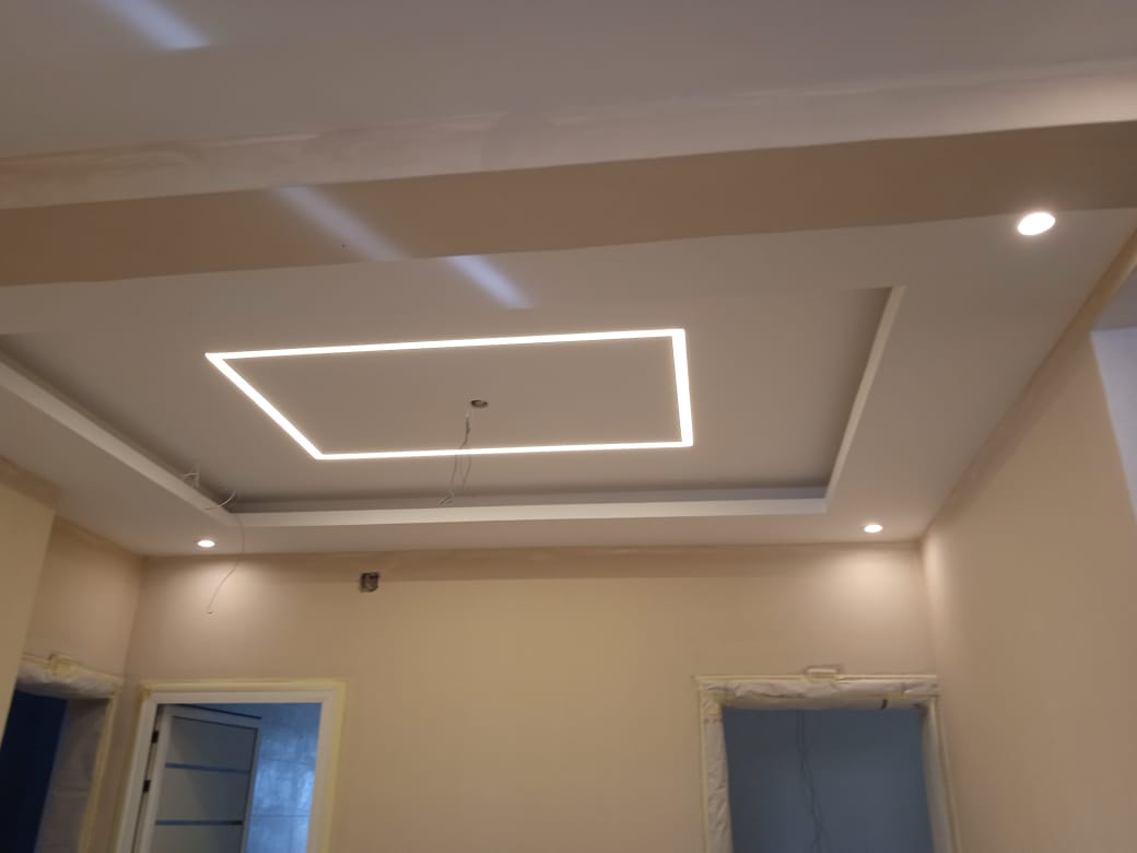 Classic Majlis Finishing with Chandeliers and Cornice Lighting image 1